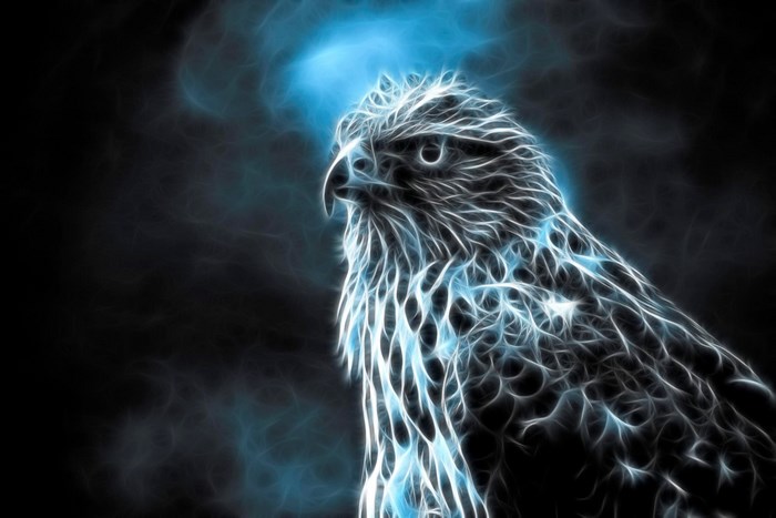 Fractal falcon with blue light