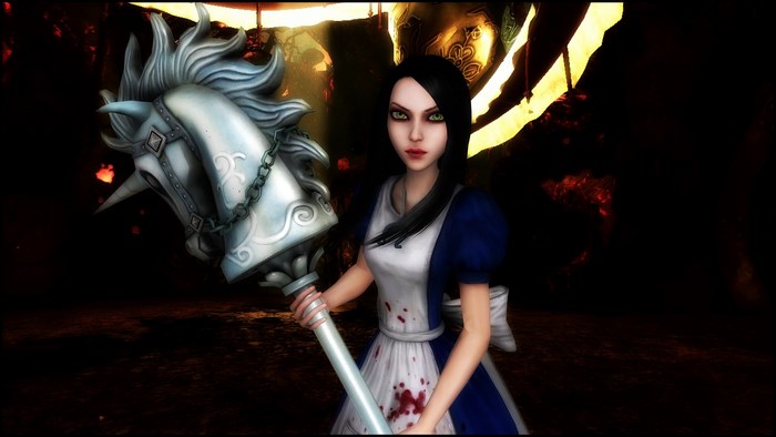 Alice from Alice: Madness Returns holding a weapon