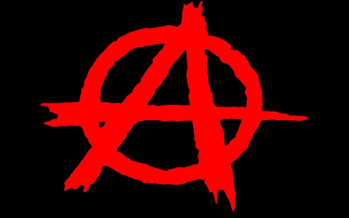 Red Anarchy Symbol on Black Background