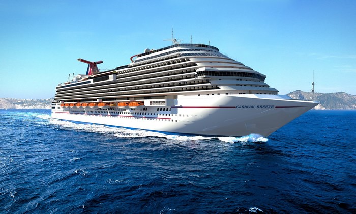 Carnival Breeze cruise ship sailing on the ocean
