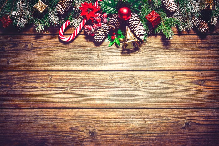 Christmas Decorations on Wooden Table