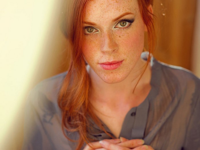 Portrait of Annalee with Red Hair and Freckles