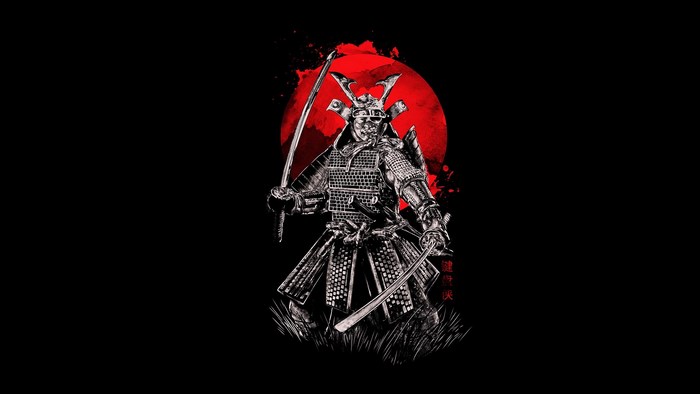 Samurai Warrior with Red Sun