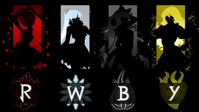 RWBY characters silhouettes and symbols