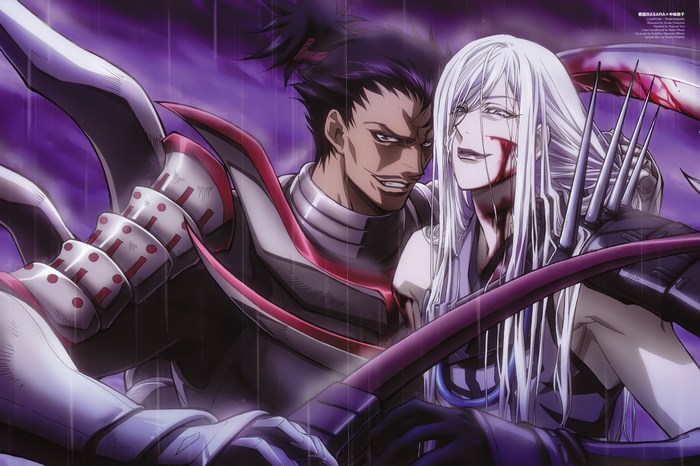 Sengoku Basara characters with white and dark hair