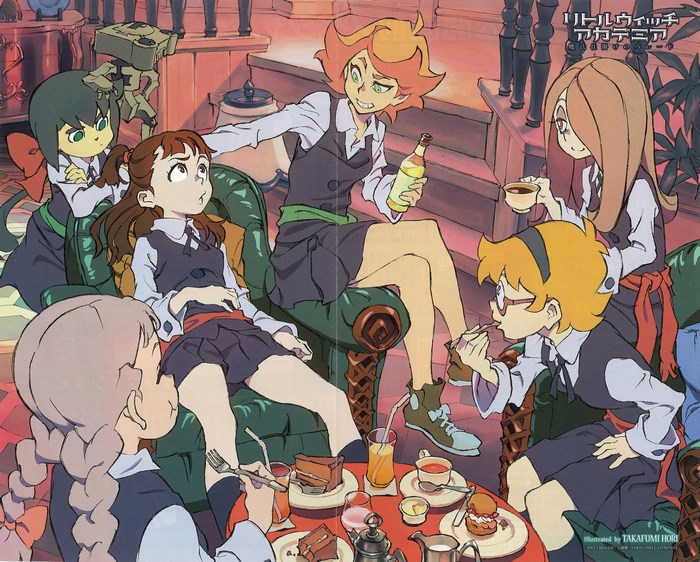 Little Witch Academia characters having tea