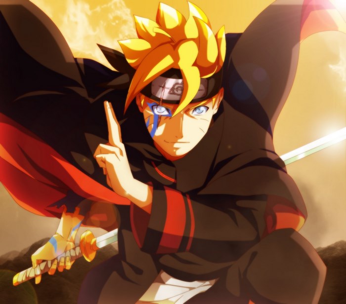 Boruto Uzumaki from Naruto holding a sword