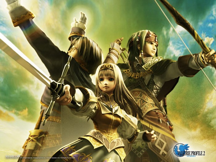 Valkyrie Profile 2 Silmeria characters with swords and bow