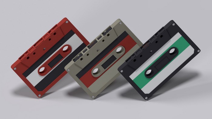 Three cassette tapes on a white background