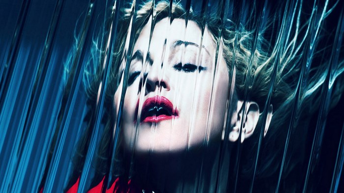 Madonna behind distorted glass