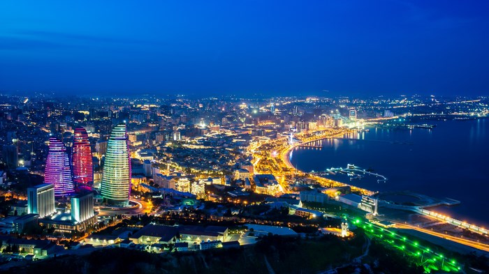Flame Towers in Baku at Night