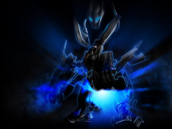 Alienware robot with blue energy