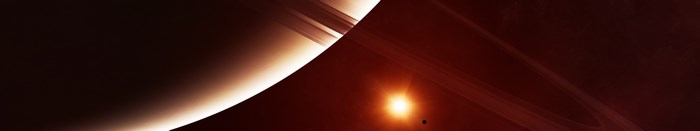 Saturn and its rings with the sun