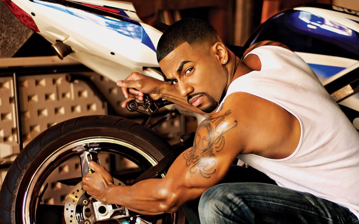 Man working on a motorcycle