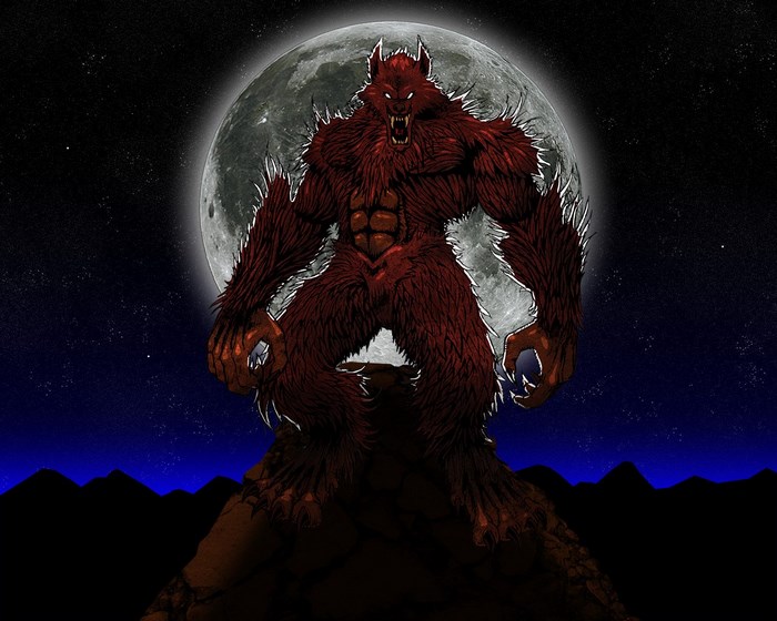 Fierce Werewolf Under Full Moon