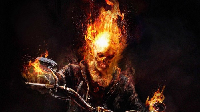 Ghost Rider on a motorcycle