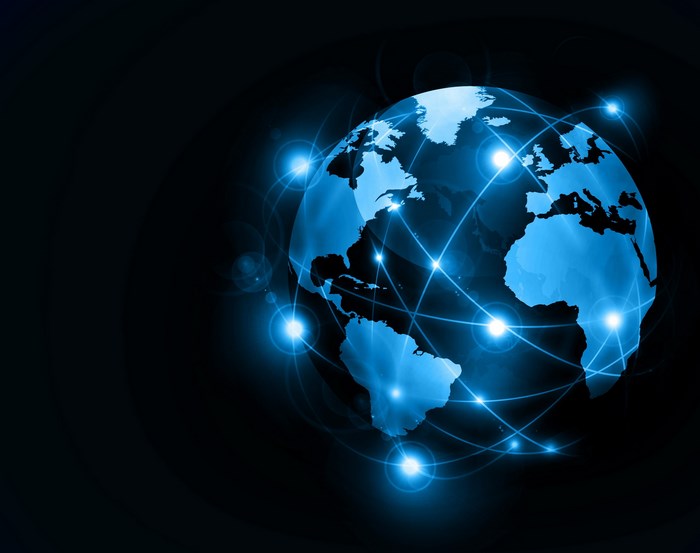 Digital globe with glowing network connections