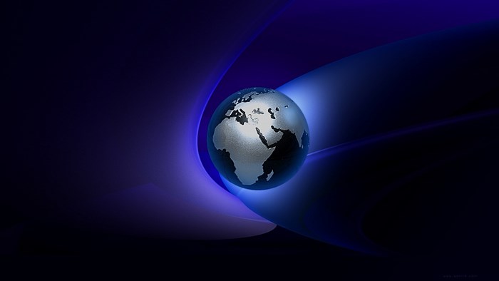 Globe with blue abstract background