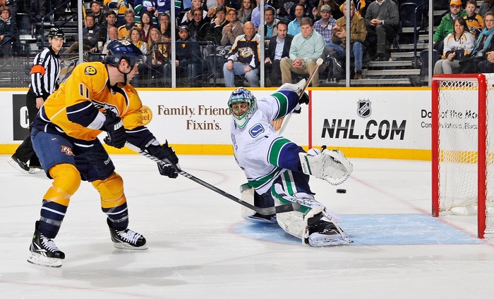 Hockey players in action during a game