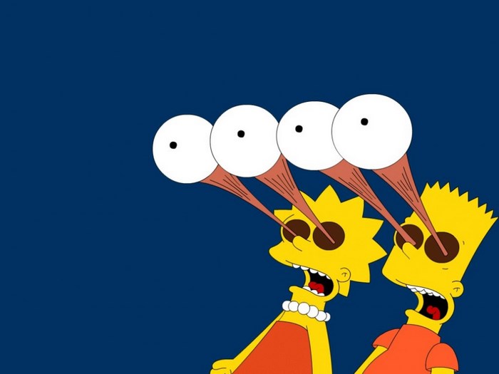 Bart and Lisa Simpson with bulging eyes