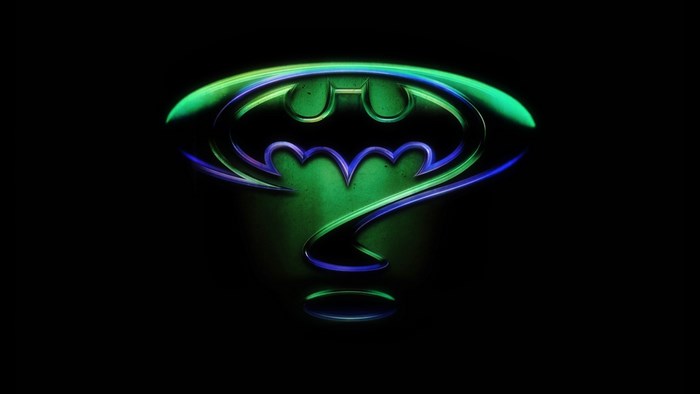 Batman Forever logo with green and blue light