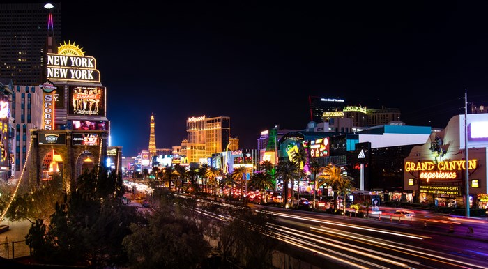 Las Vegas Strip at Night with New York-New York Hotel
