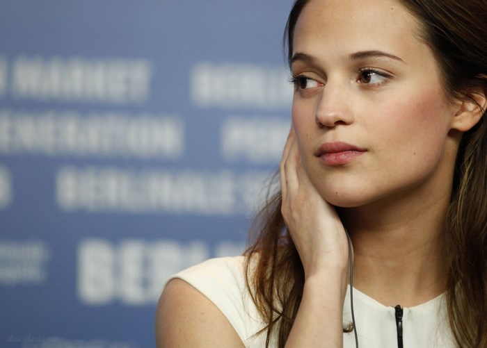 Alicia Vikander at a press conference