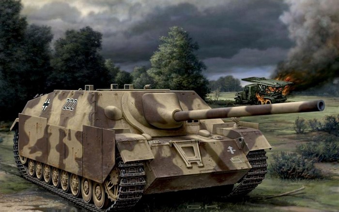 German Jagdpanther tank in battle