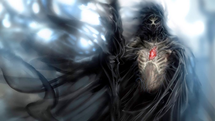 Grim Reaper with glowing red heart