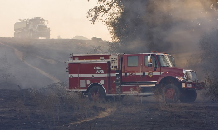 CAL FIRE truck responding to a wildfire