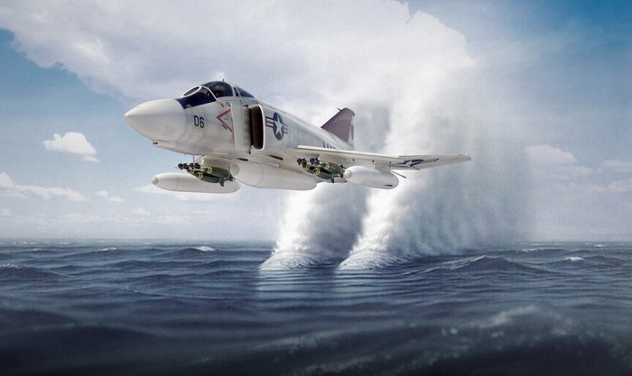 McDonnell Douglas F-4 Phantom II Jet Over Ocean