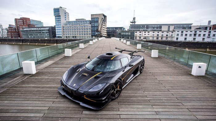 Koenigsegg One:1 on a wooden pier