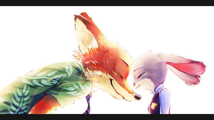 Nick Wilde and Judy Hopps Tender Moment from Zootopia