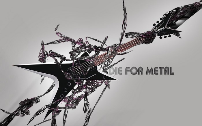 Abstract heavy metal guitar with text