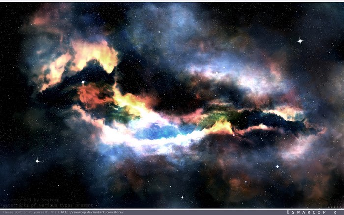 Colorful nebula with stars