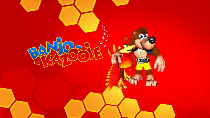 Banjo-Kazooie characters with honeycomb pattern
