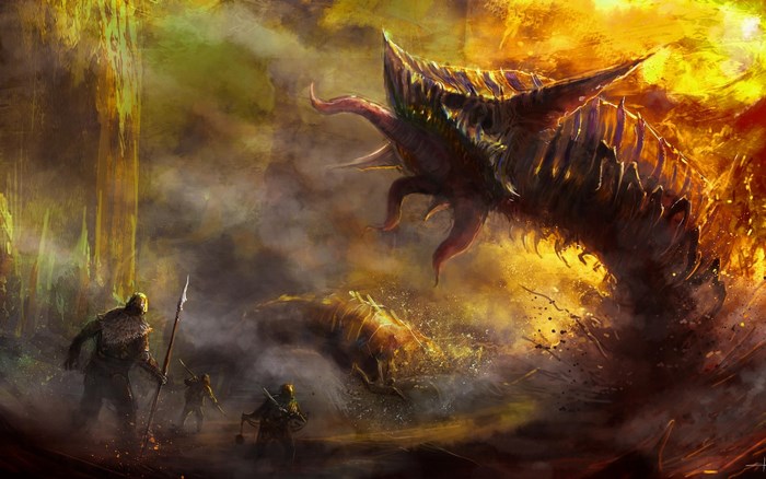 Dungeons and Dragons: Giant Worm Attacks Warriors