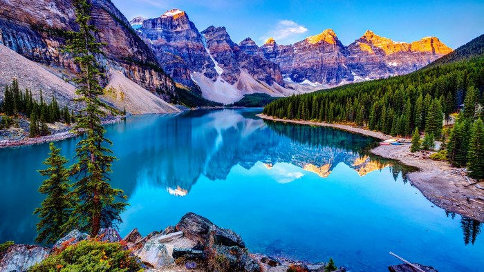 Moraine Lake with Mountains and Forest