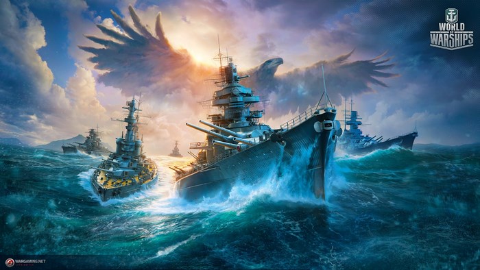 World of Warships Battle with Eagle in Stormy Sea