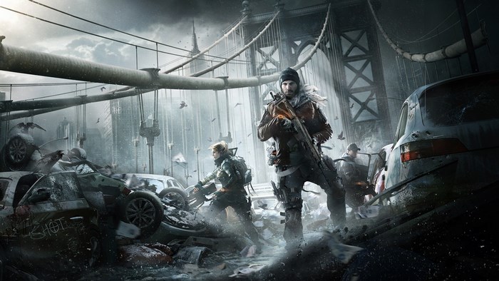 The Division game characters on a bridge