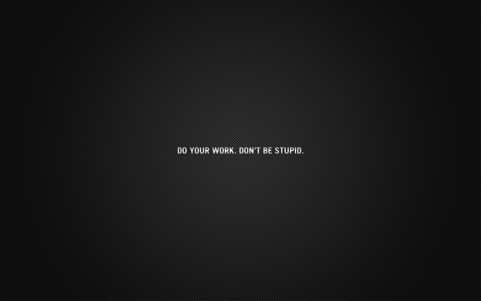Do Your Work. Don't Be Stupid. Text