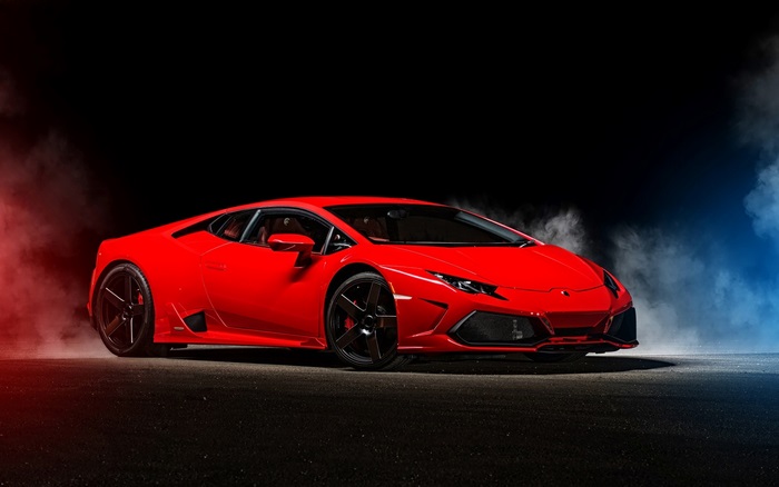 Sleek Lamborghini Sports Car in Dramatic Lighting
