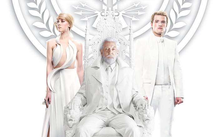 President Snow, Katniss Everdeen, and Peeta Mellark from The Hunger Games