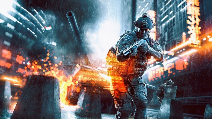 Soldier in Battlefield 4 during a city battle