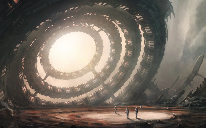 Giant alien structure in a desolate landscape