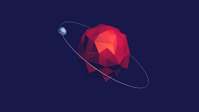 Low Poly Planet and Moon in Space