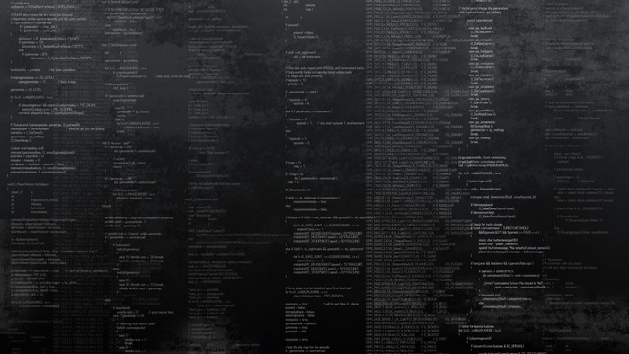 Code on a dark textured background