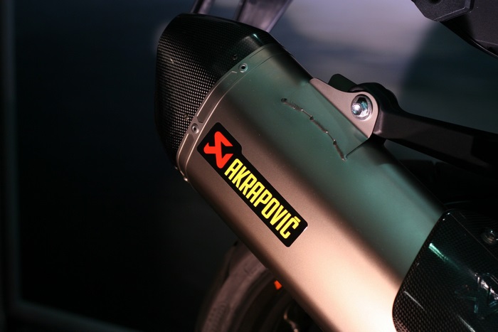 Akrapovic exhaust on a motorcycle