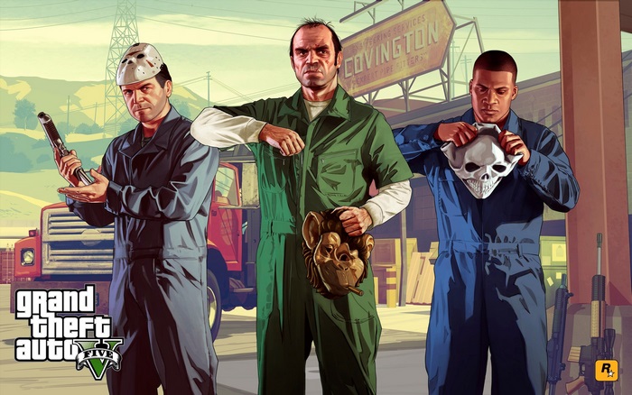 Grand Theft Auto V characters with masks