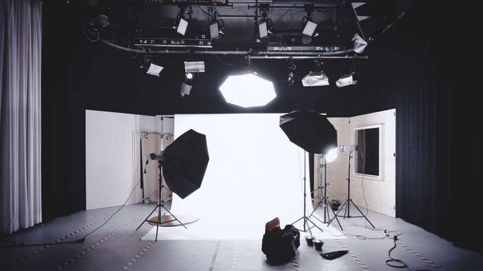 Photography studio with lighting equipment